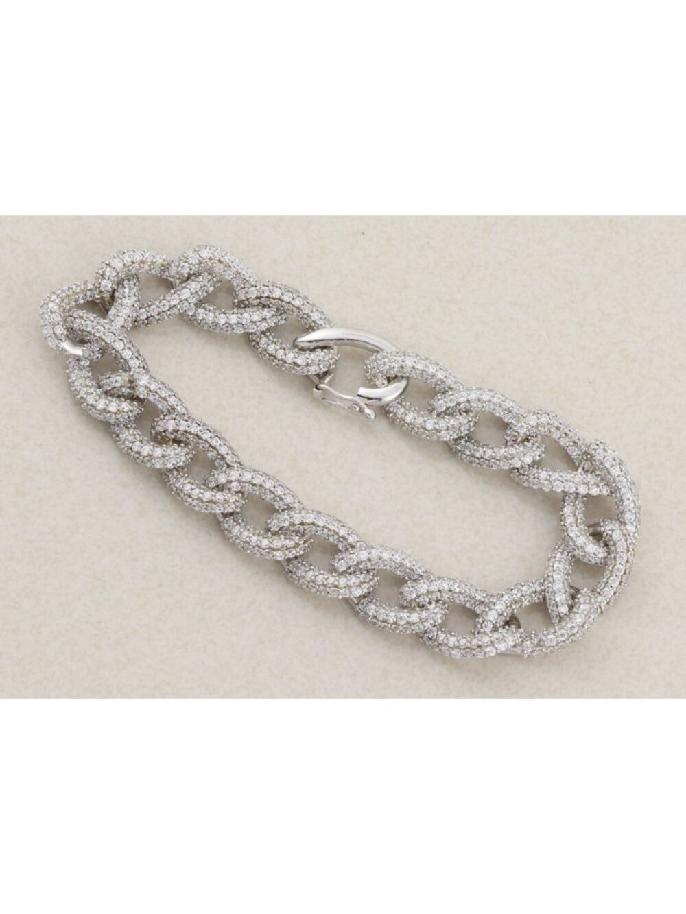Sterling Silver CZ Cubic Zirconia Curb Link Chain Bracelet 7 1/2" inch - Picture 8 of 8